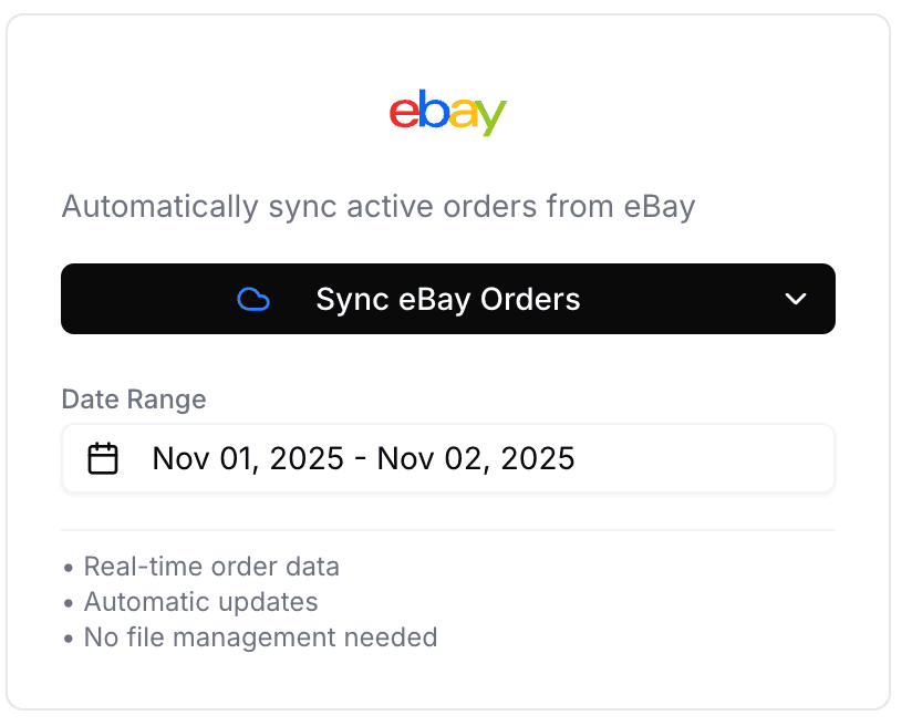 eBay sync card