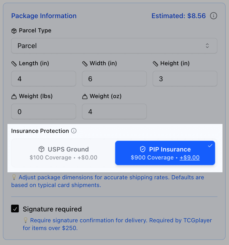 PIP Insurance selection